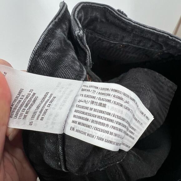 Abercrombie & Fitch Simone High Rise Slim Jeans Black Ankle Slits Raw Hem - Picture 7 of 7